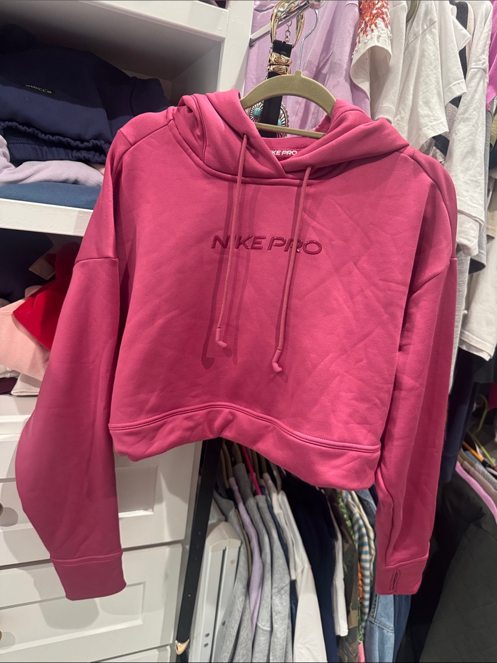 Nike Pro Women’s Cropped Hoodie - Pink